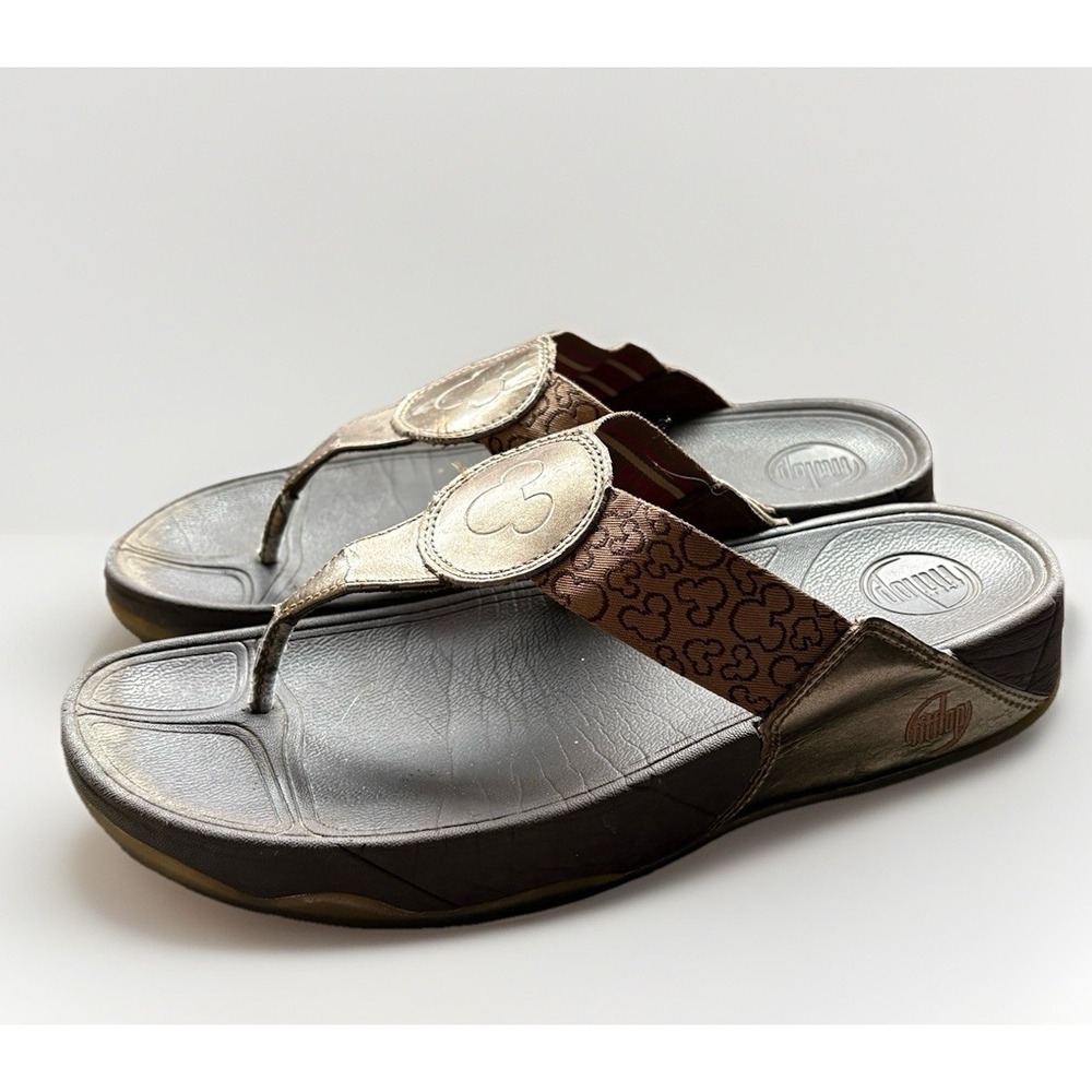 FitFlop X Disney Collab Mickey Mouse Flip Flops Women's 10 Brown Bronze